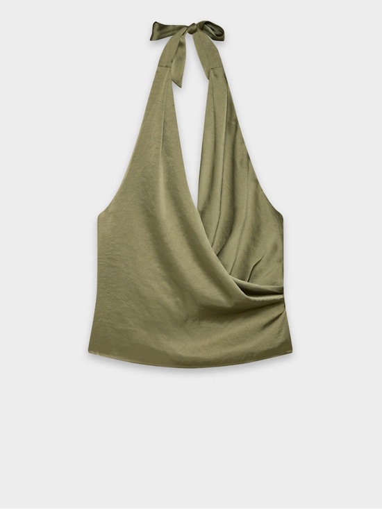 Aritzia Tops - Aritzia Olive Halter Draped Cami